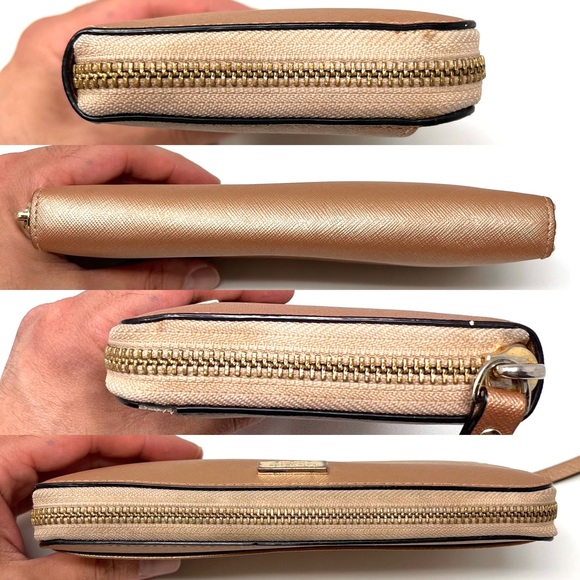 Kate Spade Laurel Way Neda Rose Gold Saffiano Leather Zip Around Wallet - Picture 3 of 12